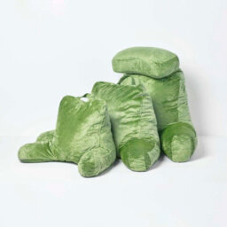 Homescapes Green Reading Pillow Memory Foam Filling & Velvet Cover, Large - thumbnail 5