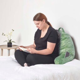 Homescapes Green Reading Pillow Memory Foam Filling & Velvet Cover, Large - thumbnail 2
