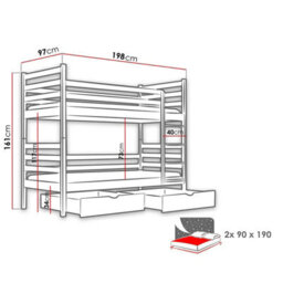 Nemo Children Room Bunk Bed Wooden Frame Abs Edge Finish Split Into Two Beds With Ladder 198X97X161Cm White - thumbnail 4