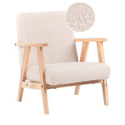 Beliani Kids Armchair Linde Boucle Light Beige - image 1