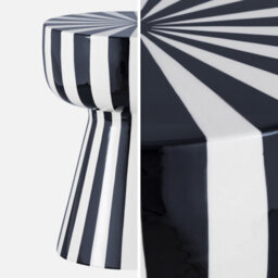 Sweeek - Side Table Coffee Table Bedside Table Enamelled Steel Two-Tone Stripes Black 34X34X41 Cm - Ziggy - thumbnail 2
