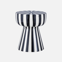 Sweeek - Side Table Coffee Table Bedside Table Enamelled Steel Two-Tone Stripes Black 34X34X41 Cm - Ziggy - thumbnail 1
