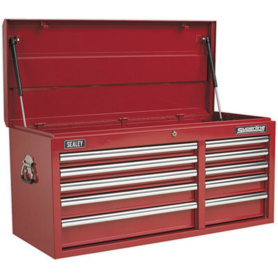 Lockable 10 Drawer Red Tool Chest - 1025mm X 435mm X 495mm Storage Solution - image 1