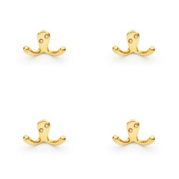 Loops 4 Pack - Solid Brass Victorian Double Robe Coat Hook - Wall Mounted Holder Polished Brass - thumbnail 1