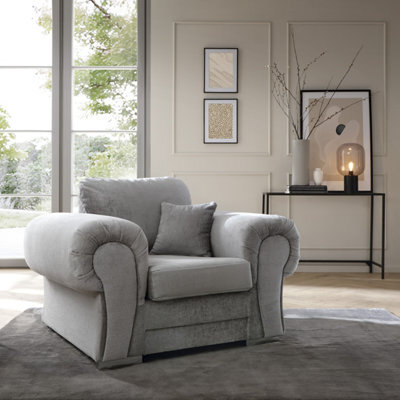 Abakus Direct Verona Armchair In Light Grey In Crushed Chenille - image 1