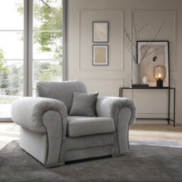 Abakus Direct Verona Armchair In Light Grey In Crushed Chenille - thumbnail 1
