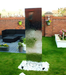 Primrose Vertical Stainless Steel Outdoor Water Feature Wall With Plastic Reservoir 130Cm - thumbnail 4