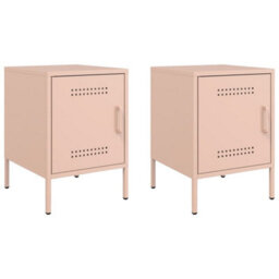 Berkfield Bedside Cabinets 2 Pcs Pink 36X39X50.5 Cm Steel - thumbnail 2