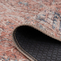 Loomed Warm Terracotta Traditional Medallion Anti Slip Washable Rug 160X230Cm - thumbnail 4