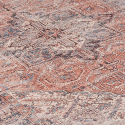 Loomed Warm Terracotta Traditional Medallion Anti Slip Washable Rug 160X230Cm - thumbnail 2