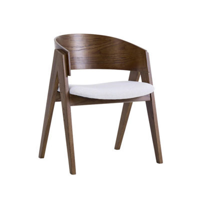 Ardena Beige Textured Fabric Dining Chair With Walnut Effect Solid Wood Frame - image 1
