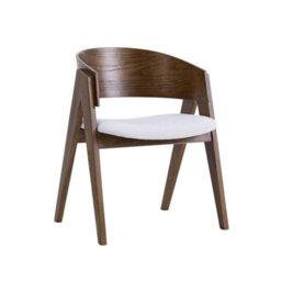 Ardena Beige Textured Fabric Dining Chair With Walnut Effect Solid Wood Frame - thumbnail 1