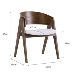 Ardena Beige Textured Fabric Dining Chair With Walnut Effect Solid Wood Frame - thumbnail 8