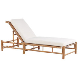 Beliani Sun Lounger With Cushion Ligure Reclining Bamboo Brown