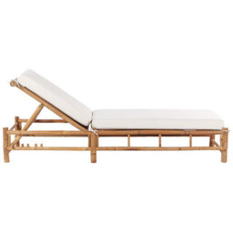 Beliani Sun Lounger With Cushion Ligure Reclining Bamboo Brown - thumbnail 6