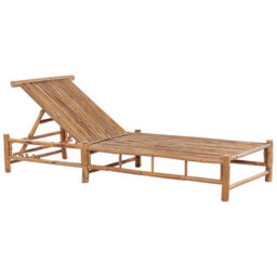 Beliani Sun Lounger With Cushion Ligure Reclining Bamboo Brown - thumbnail 4