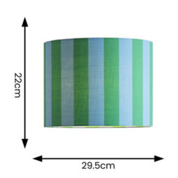 Valuelights Callie Colour Clash Blue And Green Stripe Large Fabric Drum Lamp Shade With Bulb (D)29.5Cm - thumbnail 4