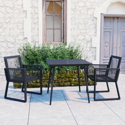 Berkfield 3 Piece Outdoor Dining Set Pvc Rattan Black - image 1