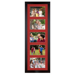 AK Frames 26X8 Matte Black Modern Multi Photo Frame With Crimson Mount - Holds 5 Apertures (5X) 6X4 Photos - thumbnail 1