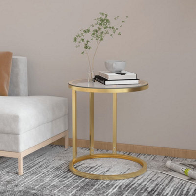 Berkfield Side Table Gold And Transparent 45 Cm Tempered Glass - image 1