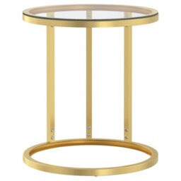 Berkfield Side Table Gold And Transparent 45 Cm Tempered Glass - thumbnail 2