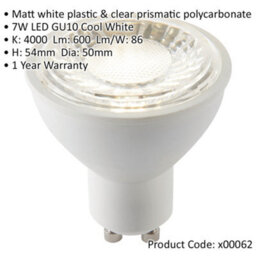 7W Smd Gu10 Led Bulb - Cool White - Indoor/outdoor Light Bulb - Matt White Lamp - thumbnail 2