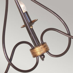 Luminosa Lighting Elstead Windermere Multi Arm Chandelier 3 Light Rust, Gold Finish - Shades Not Included, E14 - thumbnail 5