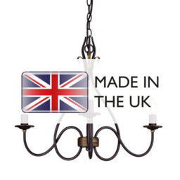 Luminosa Lighting Elstead Windermere Multi Arm Chandelier 3 Light Rust, Gold Finish - Shades Not Included, E14 - thumbnail 4