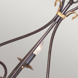 Luminosa Lighting Elstead Windermere Multi Arm Chandelier 3 Light Rust, Gold Finish - Shades Not Included, E14 - thumbnail 3