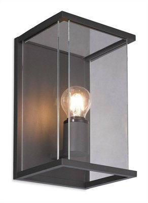Luminosa Lighting Luminosa Carlton 1 Light Outdoor Wall Lantern Graphite, Clear Glass Ip54, E27 - image 1