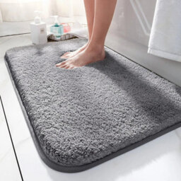 40 X 60Cm Grey Anti Slip Bathroom Mat Ultra Absorbent Rectangle Carpet Soft Long Pile Rug - thumbnail 5