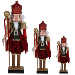 Urbn-Living Urbnliving 38Cm Wood Look Christmas Nutcracker Soldier Red Orb Xmas Traditional Ornament Assorted Sizes