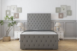 "Sloomy Watson Pewter Dumfries Bed Frame With Mattress With 50"" Upholstered Headboard 4' Small Double" - thumbnail 1