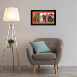 AK Frames 40X20Cm Black Modern Multi Photo Frame With Poppy Red Mount - Holds 3 Apertures (3X) 6X4 Photos - thumbnail 3