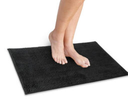 Super Soft Chloe Microfiber Fast Dry Bath Mat Bathroom Shower Machine Washable 50 X 80Cm Black - thumbnail 2