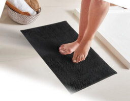 Super Soft Chloe Microfiber Fast Dry Bath Mat Bathroom Shower Machine Washable 50 X 80Cm Black - thumbnail 3