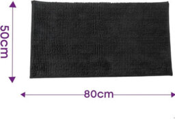Super Soft Chloe Microfiber Fast Dry Bath Mat Bathroom Shower Machine Washable 50 X 80Cm Black - thumbnail 5