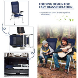 Costway 2-Piece Patio Folding Chairs Garden Portable Chaise Lounge Chair-Navy - thumbnail 9