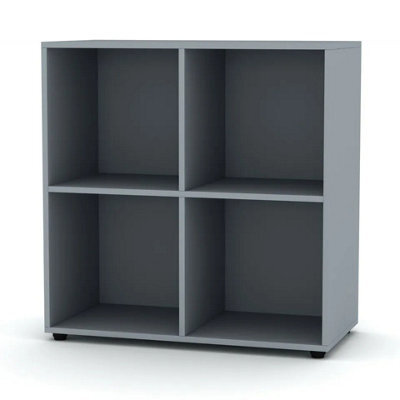 Urbn-Living Urbnliving 4 Cube Grey Wooden Bookcase Shelving Display Shelves Storage Unit Wood Shelf Without Door - image 1