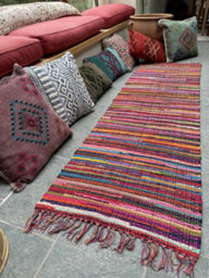 Second Nature Online Festival Boho Rug Flat Weave Multicolour With Tassels 150 Cm X 150 Cm - thumbnail 8