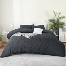 Bedlooms Charcoal Cotton Duvet Cover Set, Breathable & Anti-Allergic Bedding Pack, Double 200X200Cm - thumbnail 1