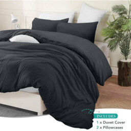 Bedlooms Charcoal Cotton Duvet Cover Set, Breathable & Anti-Allergic Bedding Pack, Double 200X200Cm - thumbnail 2