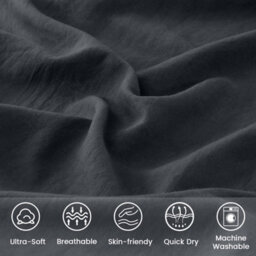 Bedlooms Charcoal Cotton Duvet Cover Set, Breathable & Anti-Allergic Bedding Pack, Double 200X200Cm - thumbnail 4