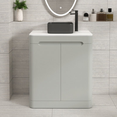 Royal Bathrooms Venice 700mm Dove Grey Freestanding Bathroom Countertop Vanity Unit 2 Door With Art Square Basin - image 1