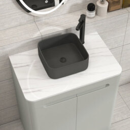 Royal Bathrooms Venice 700mm Dove Grey Freestanding Bathroom Countertop Vanity Unit 2 Door With Art Square Basin - thumbnail 6