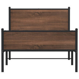 Berkfield Metal Bed Frame Without Mattress Brown Oak 100X190 Cm - thumbnail 5