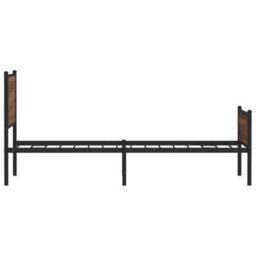 Berkfield Metal Bed Frame Without Mattress Brown Oak 100X190 Cm - thumbnail 6