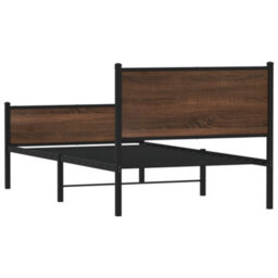 Berkfield Metal Bed Frame Without Mattress Brown Oak 100X190 Cm - thumbnail 7