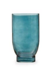 Orsina Blue Glass Vase, Minimalist Flower Vase, Decorative Glass Vase In Curves, Small Flower Vase For Living Room