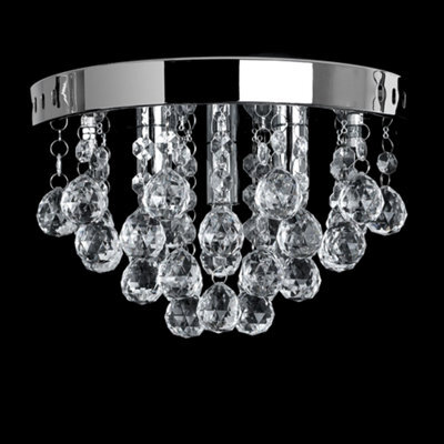 Valuelights Mitre Modern Polished Chrome & Clear Acrylic Droplet Flush Ceiling Light Fitting - Complete 3W G9 Led Bulbs 3000K - image 1